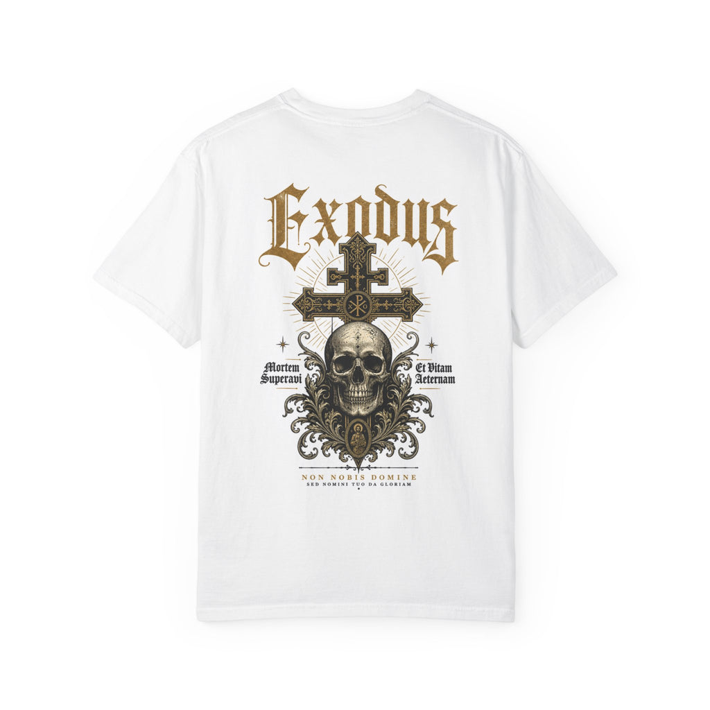 White Exodus Tee Gothic Cross Skull