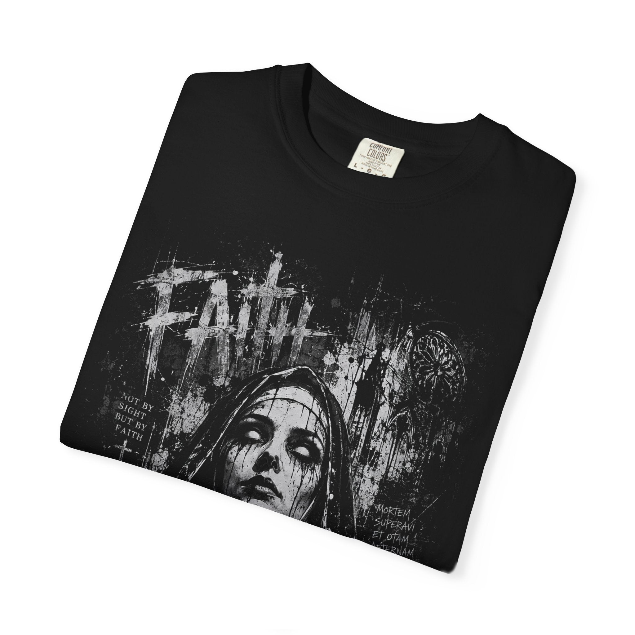 Grunge Gothic Nun Portrait T-shirt