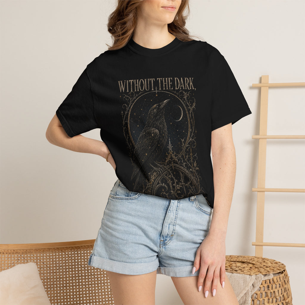 Dark Raven Star Tee — "Without the Dark, We Can’t See the Stars" Graphic T-Shirt
