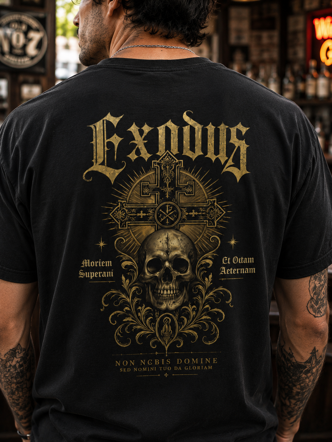 Black Exodus Tee Gothic Cross Skull