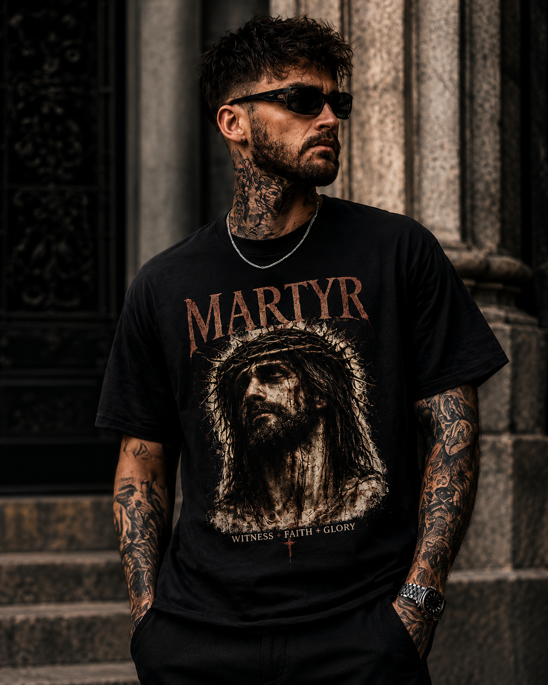 Martyr Jesus Portrait T-Shirt — 'Martyr' Faith Graphic Tee