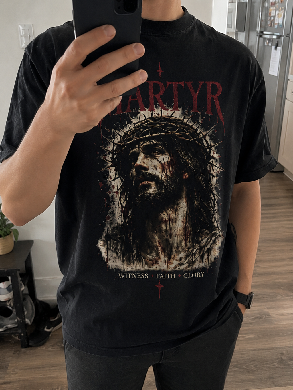 Martyr Jesus Portrait T-Shirt — 'Martyr' Faith Graphic Tee