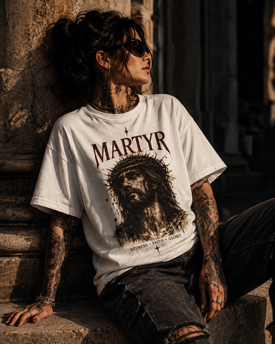 Martyr Jesus Portrait T-Shirt — 'Martyr' Faith Graphic Tee